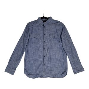 Arbor Long Sleeve Button Up Shirt Mens Large Blue 100% Cotton Pockets Casual